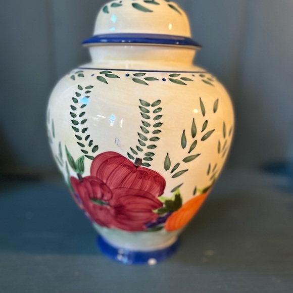 Vintage 13 " Ceramic Biscotti Fruit Design Jar -Vase - Great Condition - Picture 3 of 12
